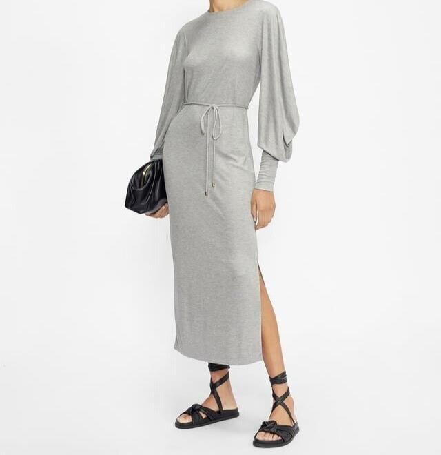 Ted Baker Blubela Structured Sleeve Midi Dress, Grey Size 4