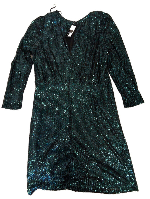 Peacock Sequin Short Dress - Black - Size 14