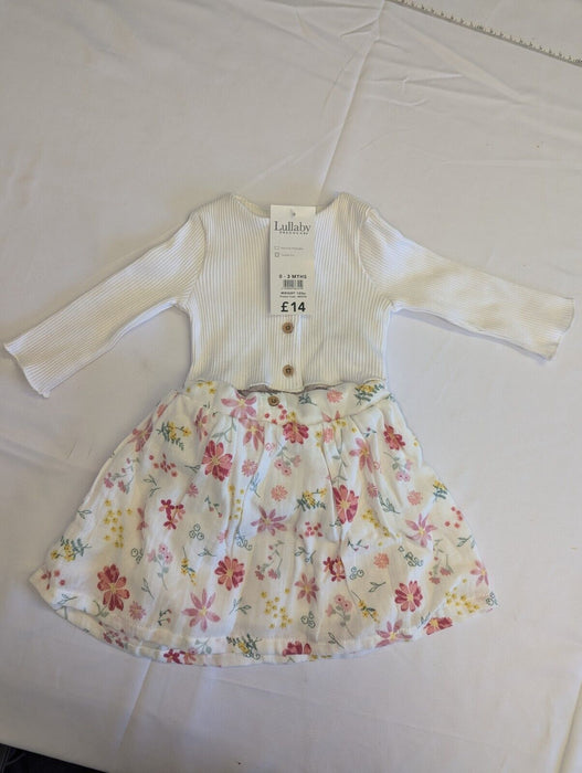 Lullaby Peacocks 0-3 Months White Top & Floral Dress