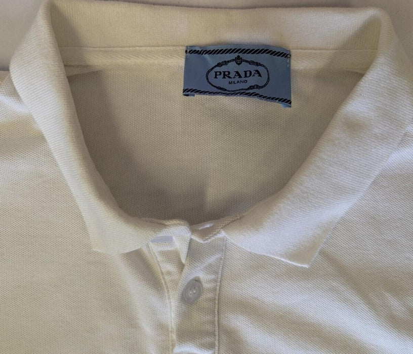 Prada White Polo Shirt - W/ Top Pocket - Medium