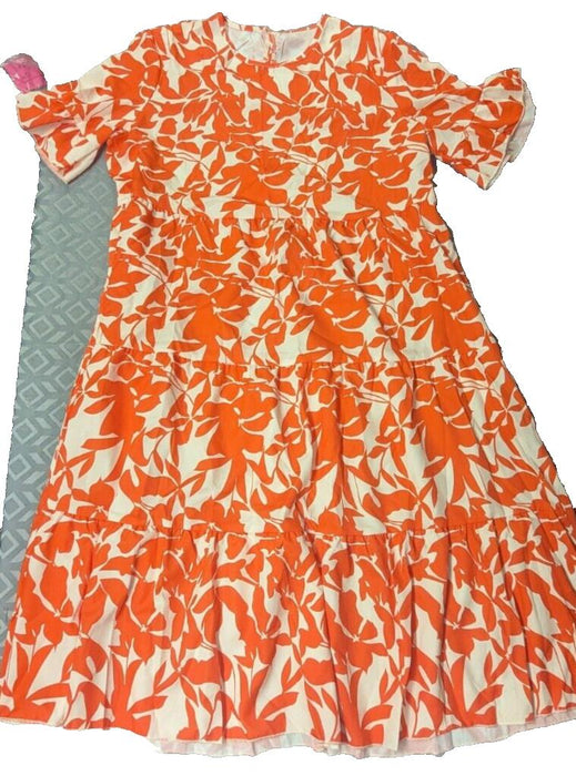 Shein Emery Rose Orange White Floral Dress Large