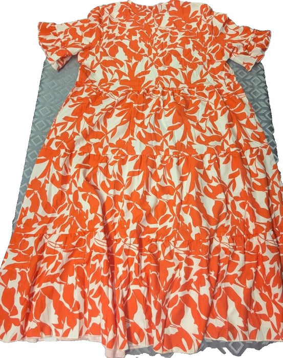 Shein Emery Rose Orange White Floral Dress Large