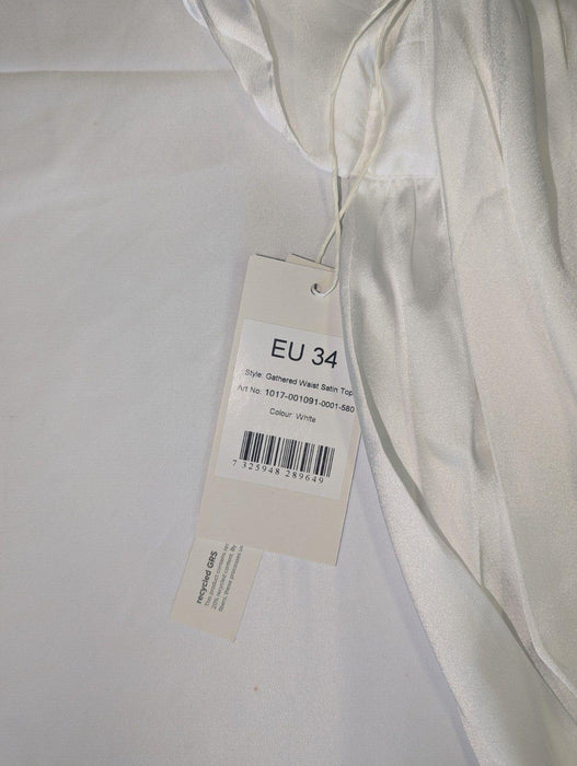 NA-KD Gathered Waist Satin Top White EU-34