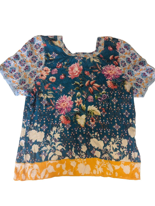 Anthropologie Womans Blue Floral Top XL