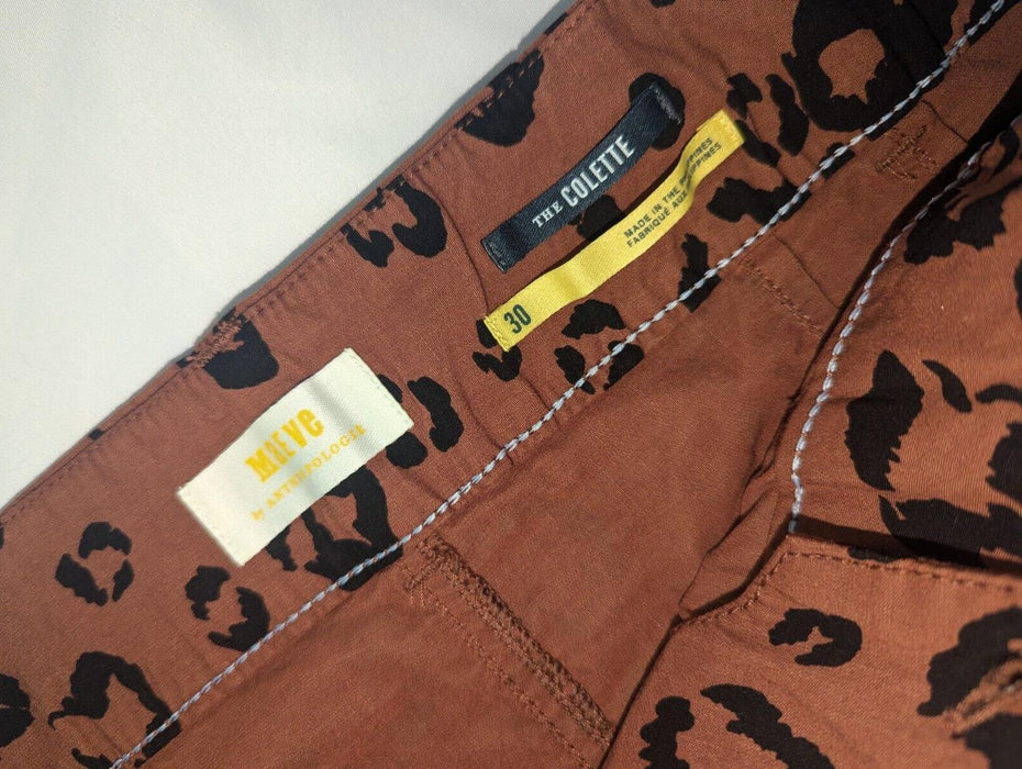 Anthropologie Dark Brown Leopard Trousers Size 30w