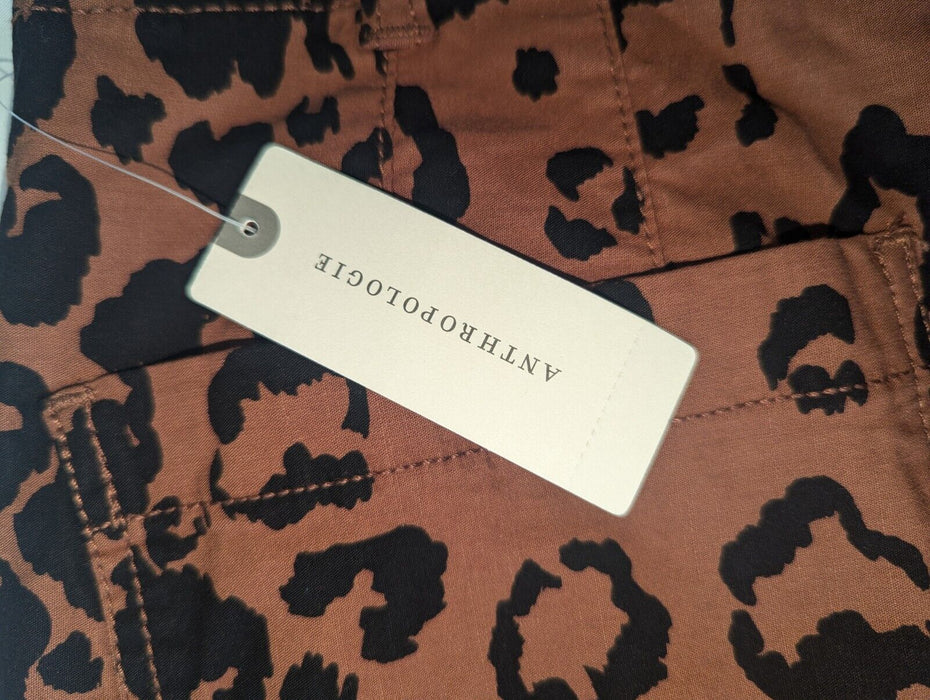 Anthropologie Dark Brown Leopard Trousers Size 30w