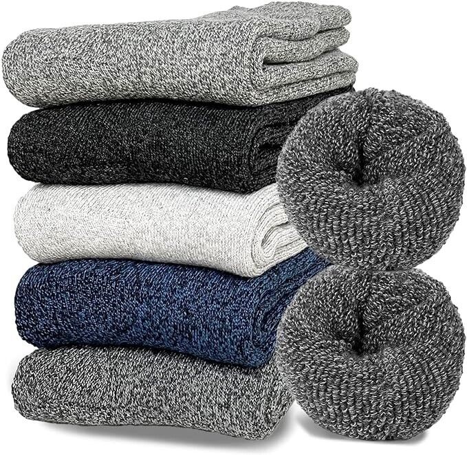 josnown Thicken Mens Socks, 5 Pairs Size 6-11