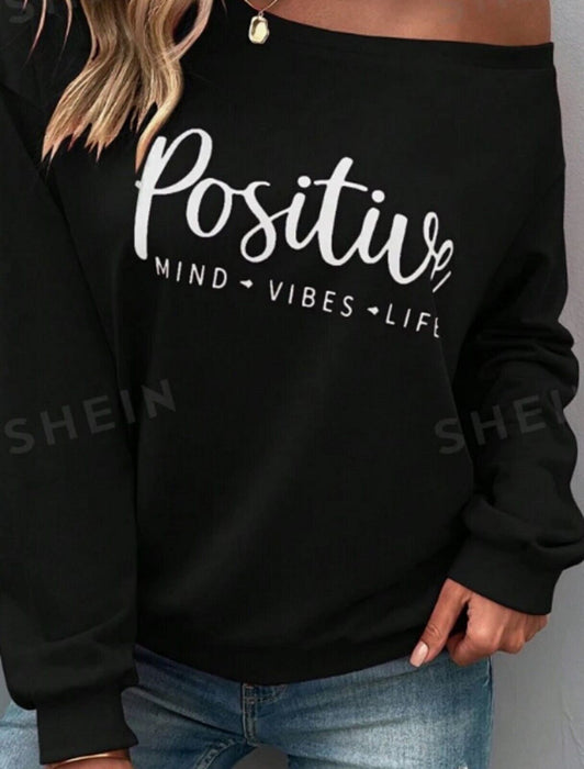 SHEIN LUNE Letter Graphic Drop Shoulder Sweatshirt - Medium