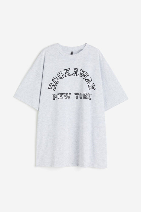 H&M Rockaway New York Oversized T Shirt Grey Size Large