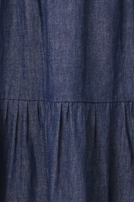 Mistral Chambray Tiered Denim Skirt Indigo Wash Size 12