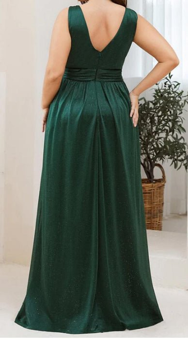 Ever Pretty Double V Neck Maxi Long Sparkly Evening Dresses for Party - UK10