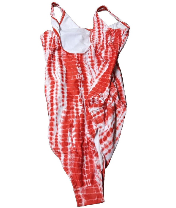 Lace Up One Piece Swimsuit Red Size Large