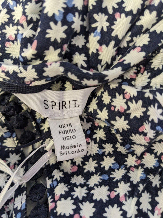 M & Co Spirit Navy Jersey Top - Ditsy Floral - 3/4 Sleeve - Size UK 14