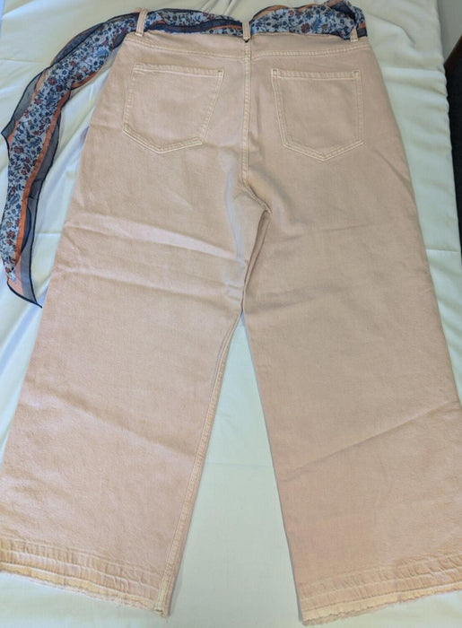 M&S straight ankle grazer high rise pink jeans size 14 regular