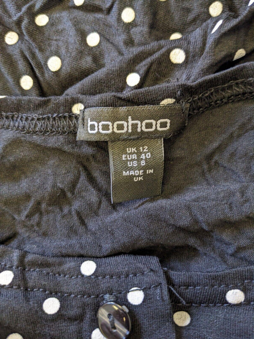 Bohoo Polka Dot Blouse Black Size UK 12