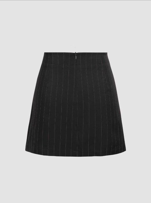 CIDER PINSTRIPE HIGH WAIST SLIT MINI SKIRT SMALL