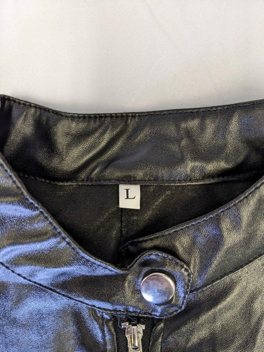 Womens Faux Leather Jacket Black Size Large