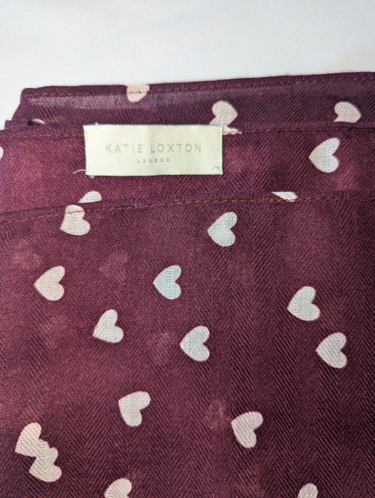 katie loxton blanket scarf burgundy white hearts