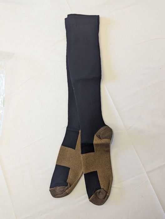 Black/Brown Compression Socks L/XL