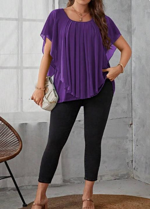 SHEIN LUNE Plus Solid Pleated Top 2XL