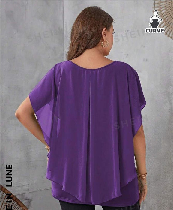 SHEIN LUNE Plus Solid Pleated Top 2XL