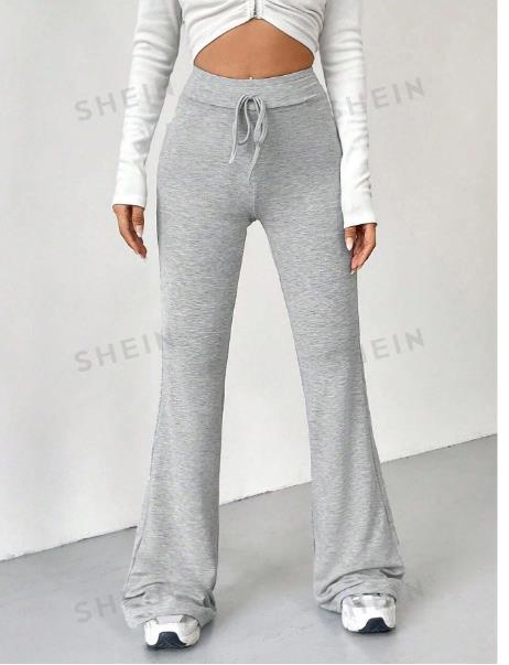 SHEIN EZwear Retro Style Grey Tie Waist Flare Leg Sweatpants Size Medium