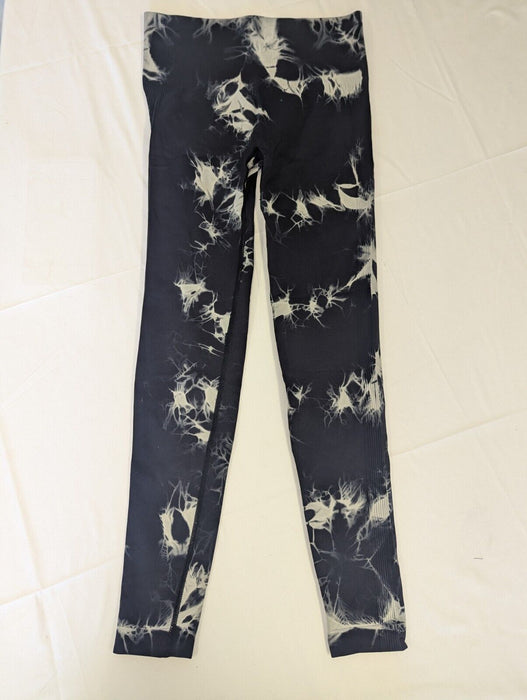 Shein Black Leggins White Pattern Medium