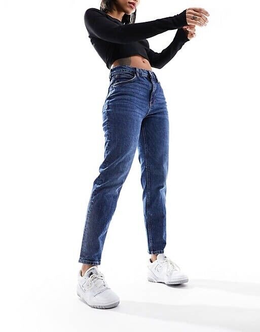 Mango relaxed mom jeans in washed blue Size UK 8