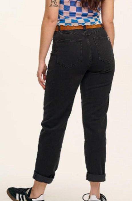 Lucy & Yak Dana Mom Jeans: ORGANIC DENIM - Washed Black - 38 Regular