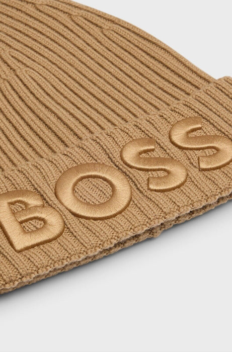 Boss Virgin Wool Beanie Brown