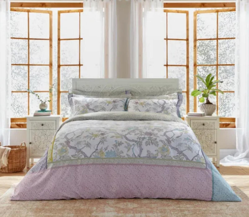 Dorma Meredith Mauve Cotton Duvet Cover and Pillowcase Set - Double