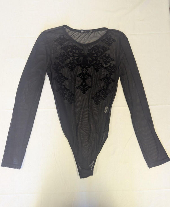 Boohoo Black Bodysuit Size UK 14