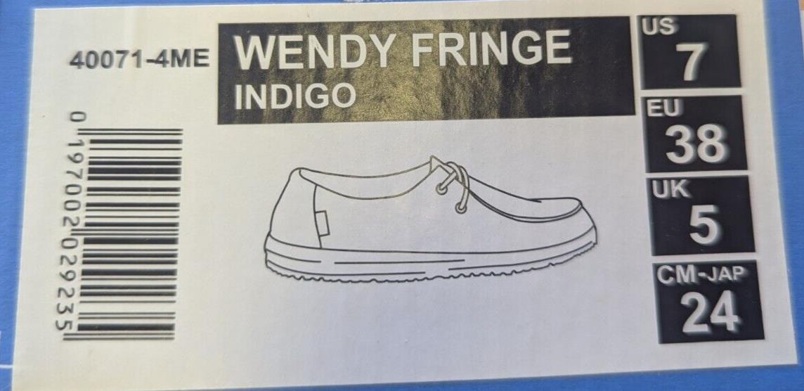 Hey Dude Wendy Fringes Indigo Grey Shoes UK 5