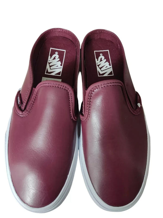 Vans classic mule slip on maroon leather shoes size UK 6