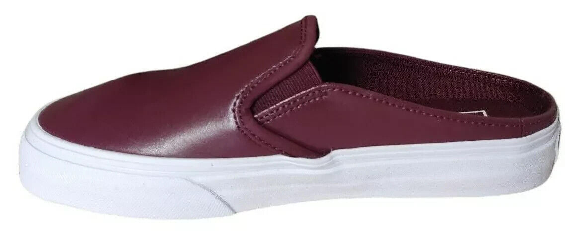 Vans classic mule slip on maroon leather shoes size UK 6