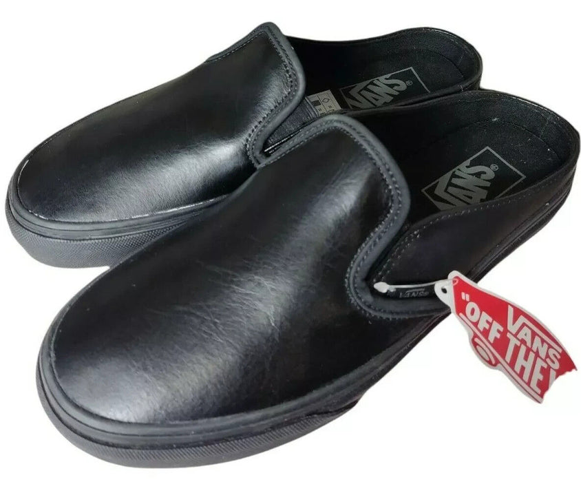 Vans classic slip on mule black leather open back size UK 6