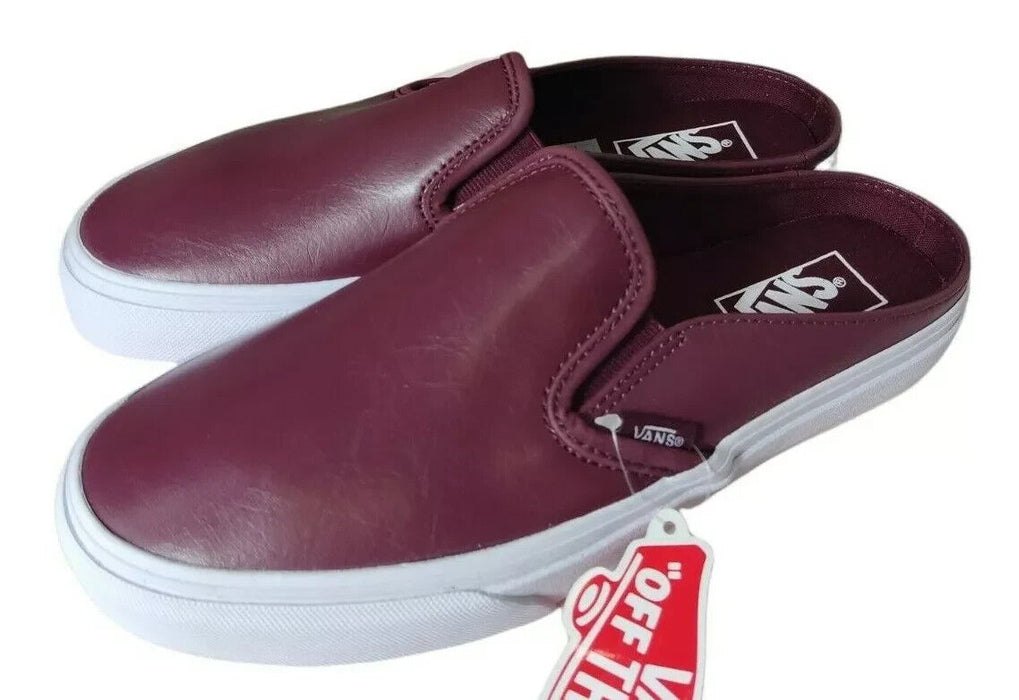 Vans classic mule slip on maroon leather shoes size UK 5.5