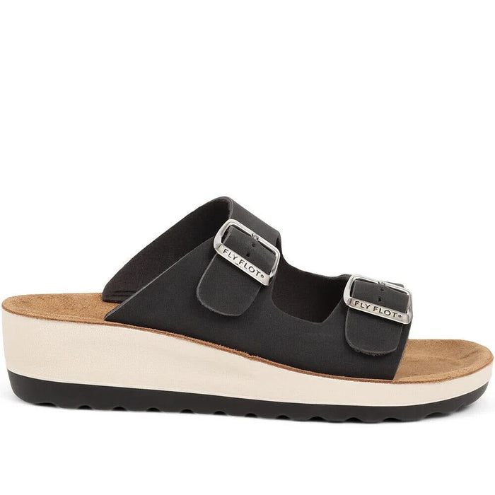 Fly Flot Dual Strap Sliders Black UK 5 Womans