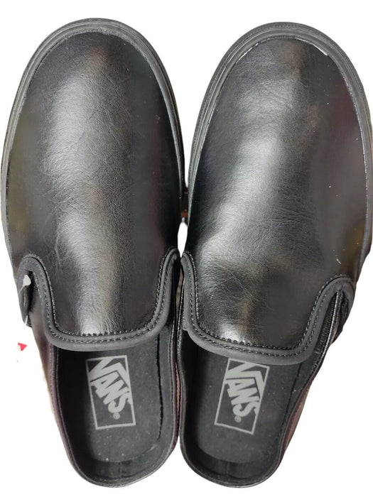 Vans classic slip on mule black leather open back size UK 4.5