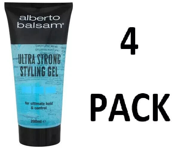 4 X Alberto Balsam Ultra Strong Styling & Control Hair Gel 200ml - Free Shipping