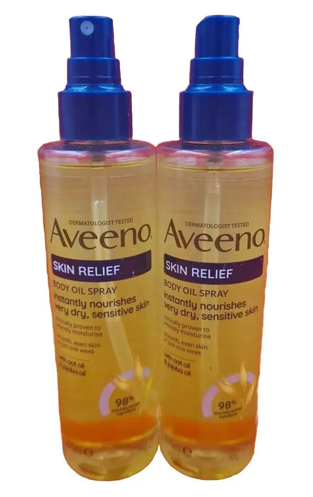 2x Aveeno Skin Relief Body Oil, With Oat Oil & Jojoba Oil 200ml