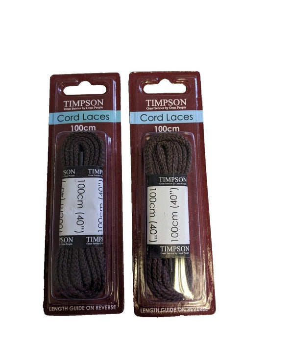 2x Timpson Cord Laces Brown 100cm/40"