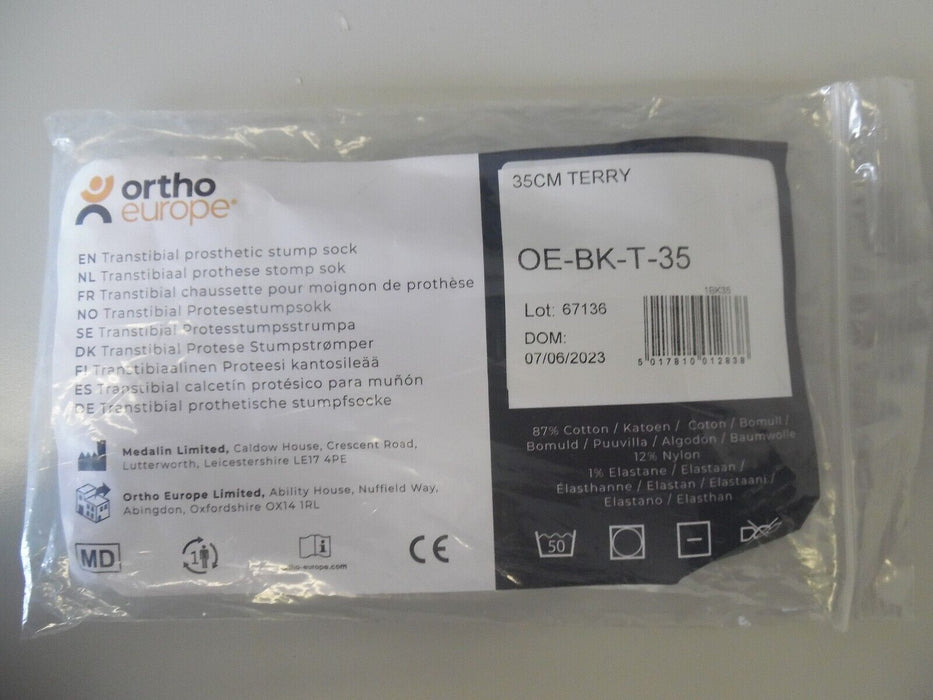 Ortho Europe Transtibial Stump Sock 35cm Terry OE-BK-T-35