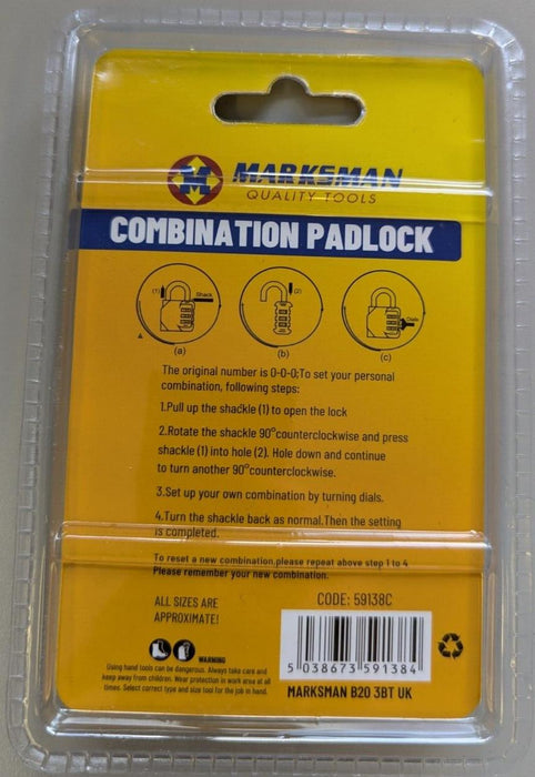 MARKSMAN 3-DIGIT COMBINATION ZINC ALLOY SLIM PADLOCK