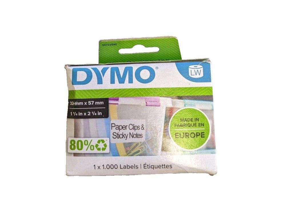 DYMO LW Multipurpose Label Adhesive Black on White 32 x 57 mm 1000 Labels