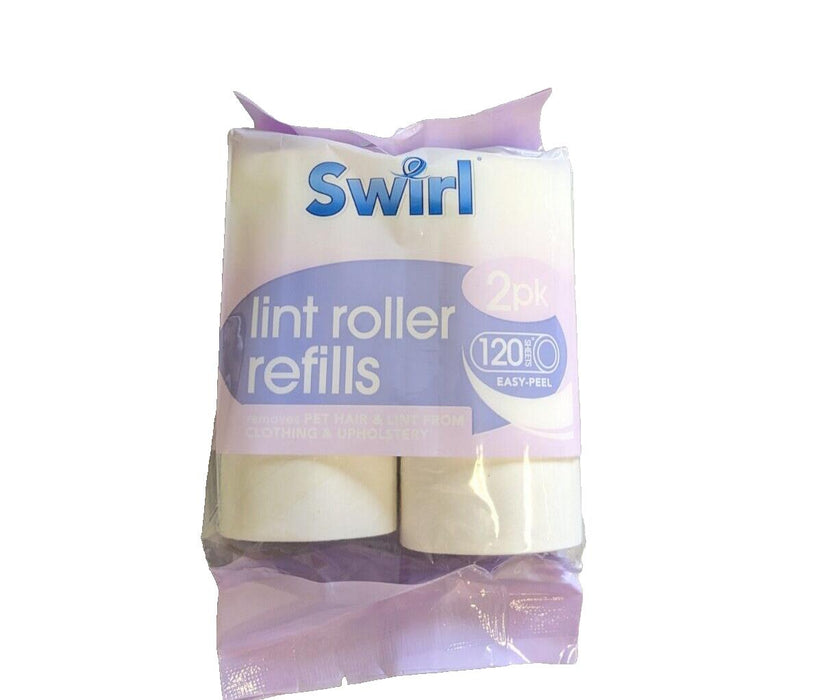 2PK 120 SHEETS LINT ROLLER REFILLS ROLLS PET HAIR FLUFFY DUST REMOVER STICKY