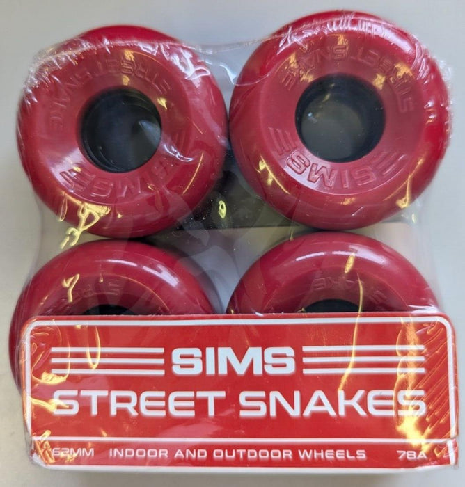 SIMS STREET SNAKES RED 62MM - SET OF 4 WHEELS