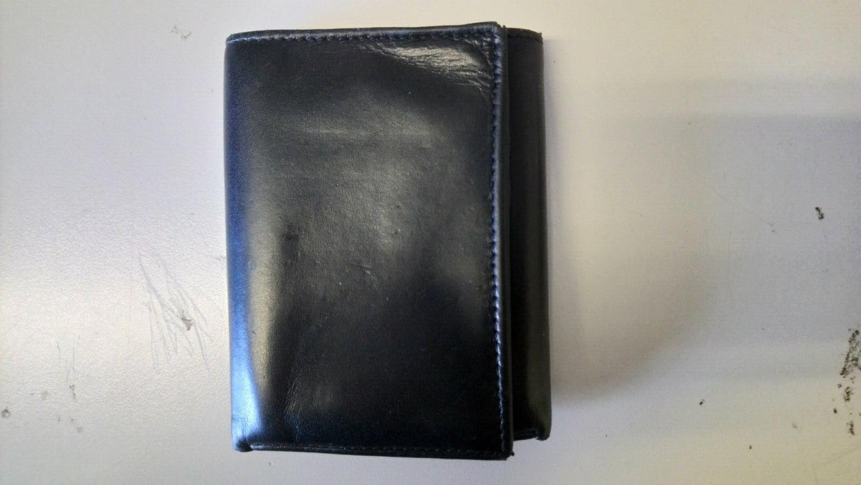 Black Leather Tri-Fold Men's Wallet