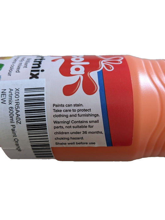 Scola 600ml Tempera Poster Paint Ready Mixed Artmix Bottle Kids Art Craft Orange