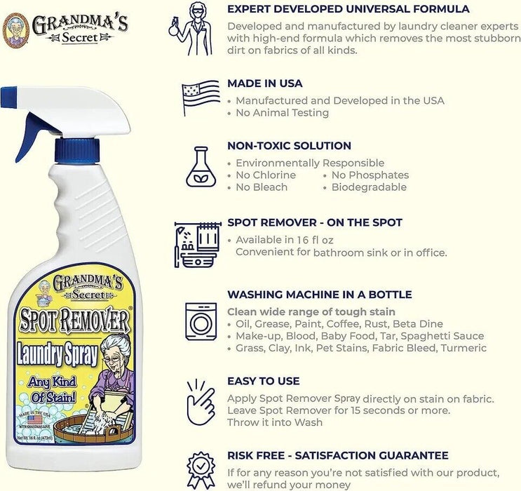 GRANDMA'S SECRET Laundry Spot Remover Spray Any Kind of Stain 16oz(473ml)